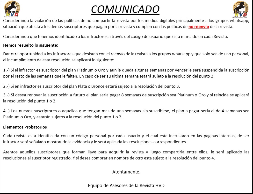 Comunicado importante
